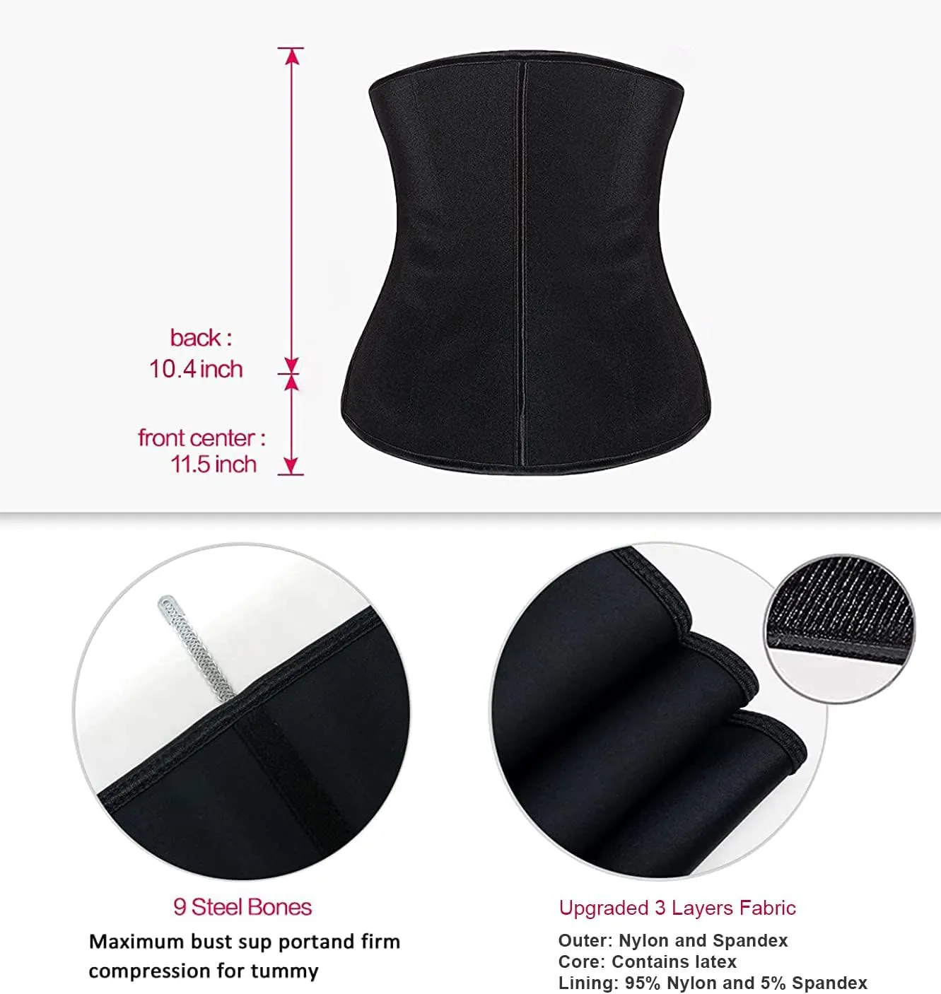 YIANNA Latex Waist Trainer for Women Underbust Waist Cincher Corset Hourglass Workout Body Shaper Girdle