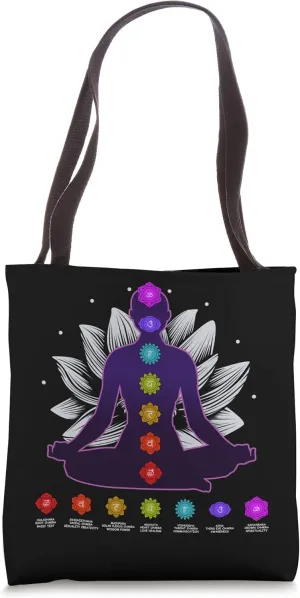 Yoga Meditation Seven Chakras Namaste Lotus Zen Spiritual Tote Bag