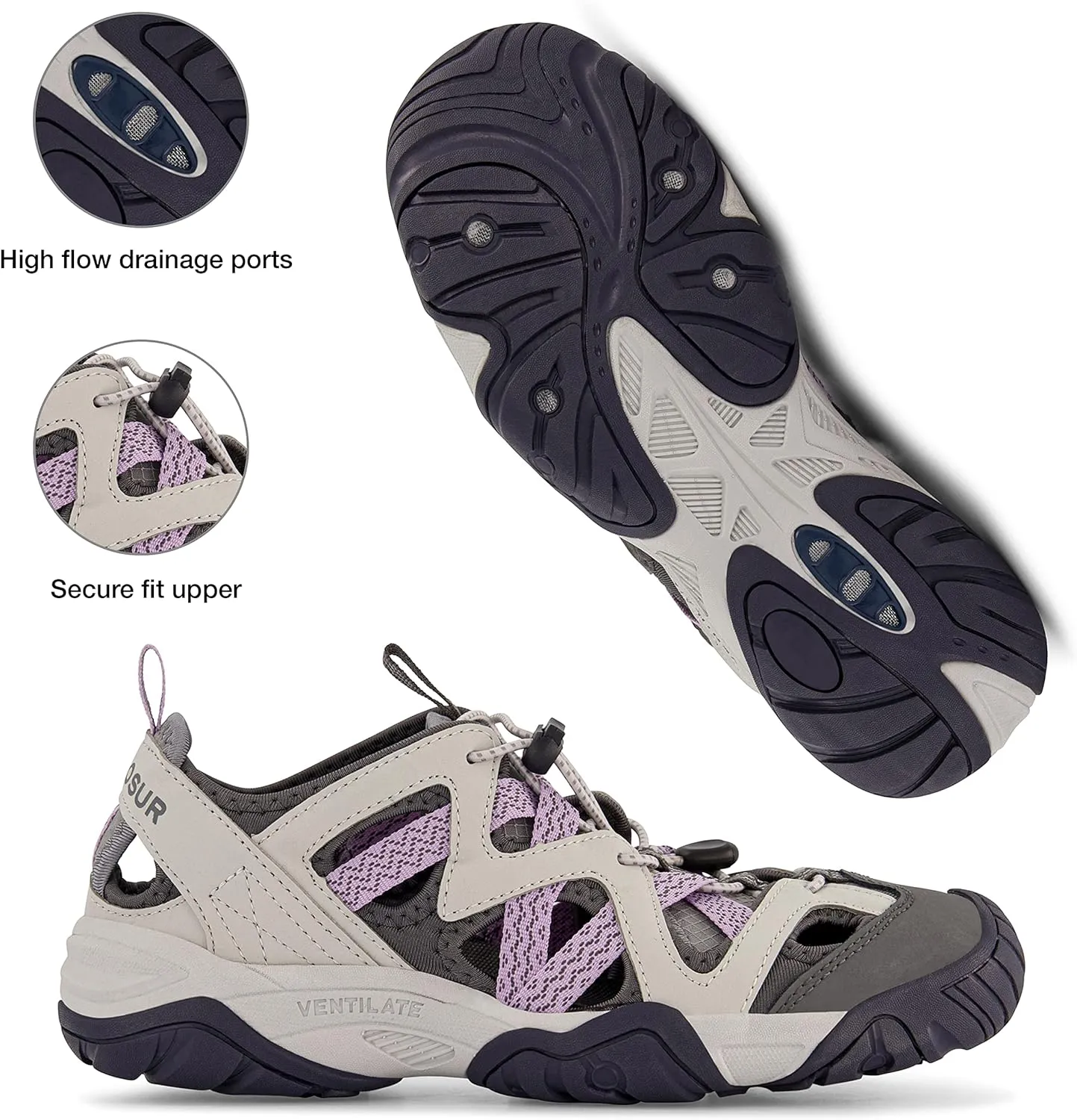 ZeroXposur Womens Umpqua River Sandals - Closed Toe Sandals for Women - Hiking Sandals for Women