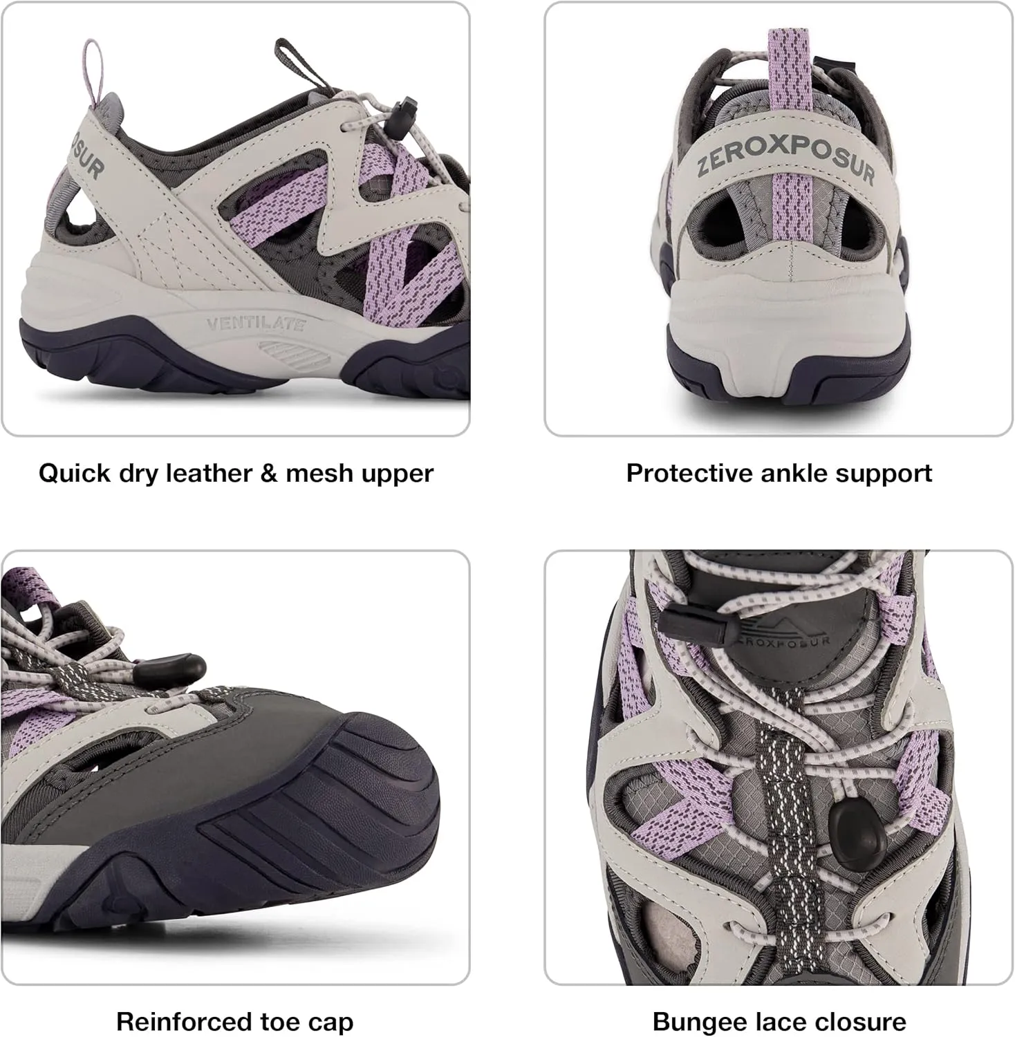 ZeroXposur Womens Umpqua River Sandals - Closed Toe Sandals for Women - Hiking Sandals for Women