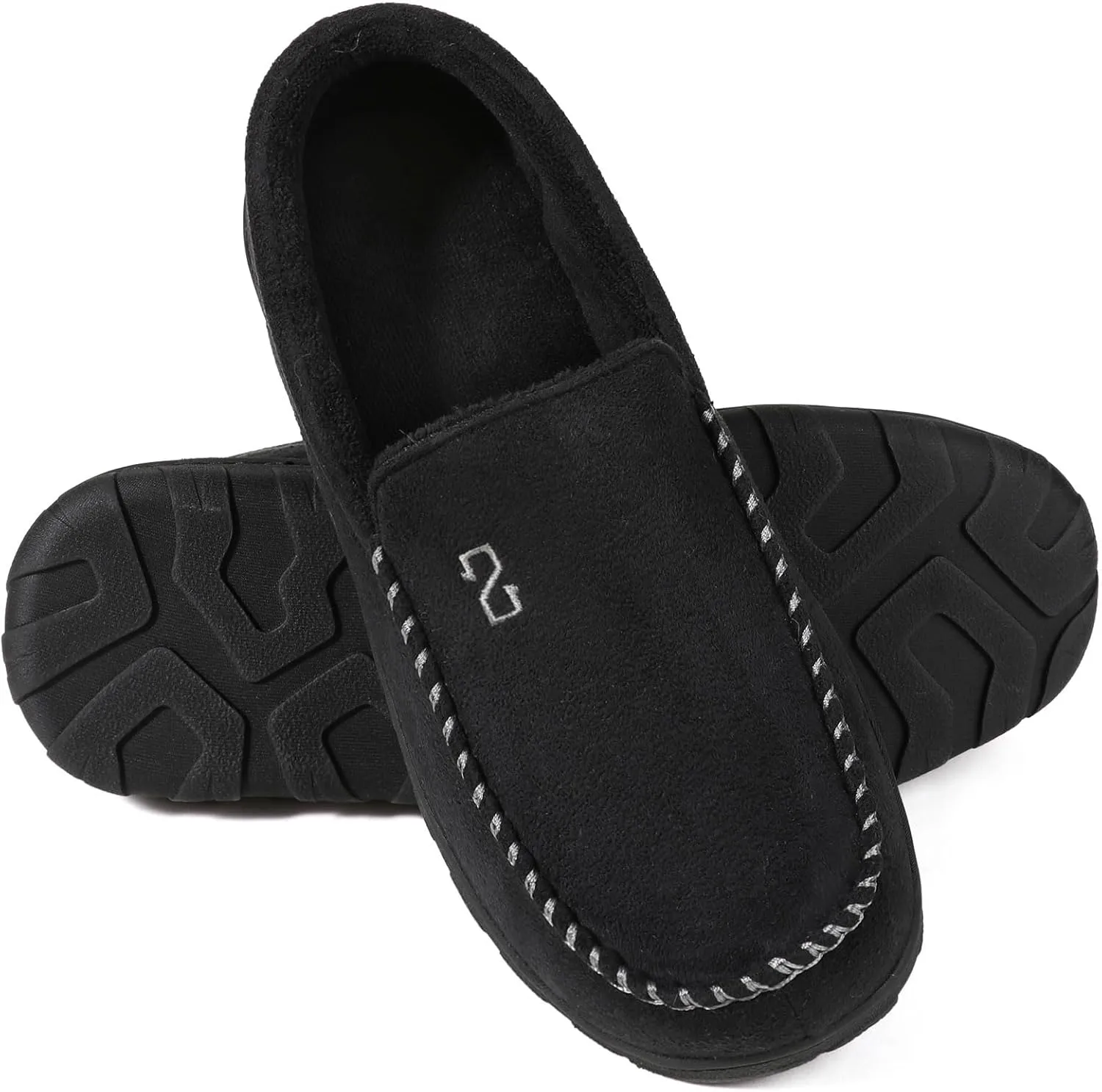 Zizor Men's Moccasin Slippers With Memory Foam, House Shoes for Indoor Outdoor