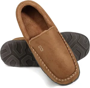 Zizor Men's Moccasin Slippers With Memory Foam, House Shoes for Indoor Outdoor