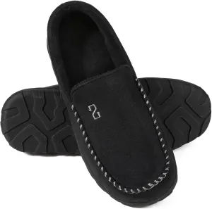 Zizor Men's Moccasin Slippers With Memory Foam, House Shoes for Indoor Outdoor