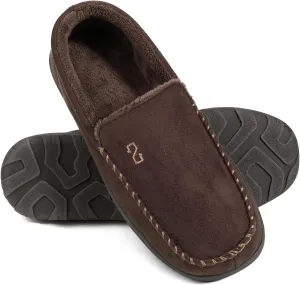 Zizor Men's Moccasin Slippers With Memory Foam, House Shoes for Indoor Outdoor