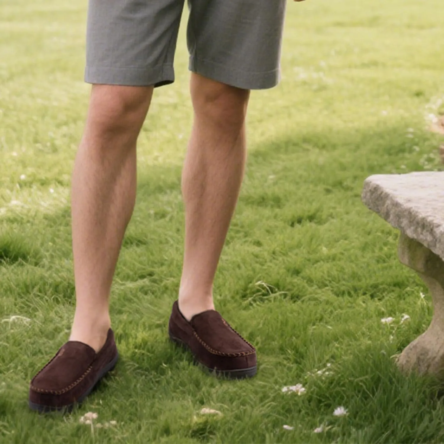 Zizor Men's Moccasin Slippers With Memory Foam, House Shoes for Indoor Outdoor